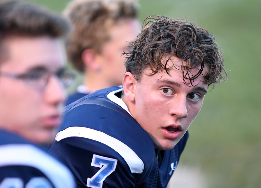 Jared Thompson looks off to his teammate